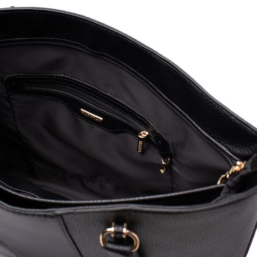 Bolsa Feminina Rafitthy Tiracolo com Adereço e Alça Extra Grande Preta