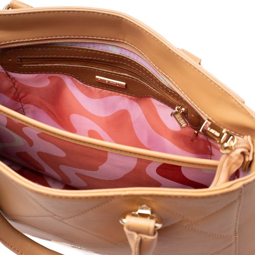 Bolsa Feminina Rafitthy Transversal em Matelassê Média Caramelo