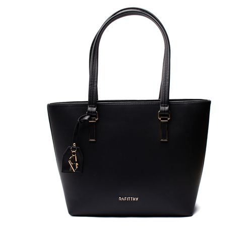 Bolsa Feminina Rafitthy Tote Clássica com Adereço Grande Preta