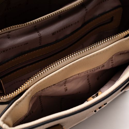 Bolsa Feminina WJ Saco Fecho Duplo Pequena Bege