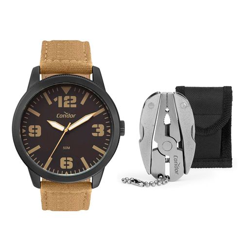 Relógio Masculino Condor Analógico CO2035NCF/K5X com Alicate Multiuso Marrom/preto