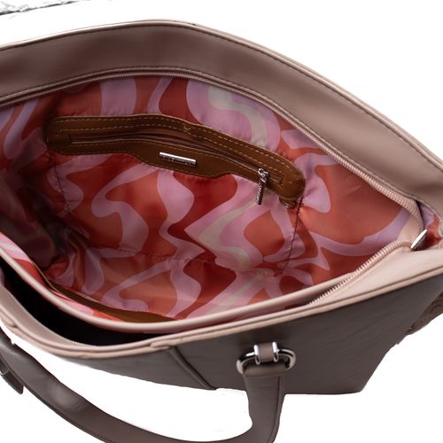 Bolsa Feminina Rafitthy Tiracolo com Adereço e Alça Extra Grande Bege