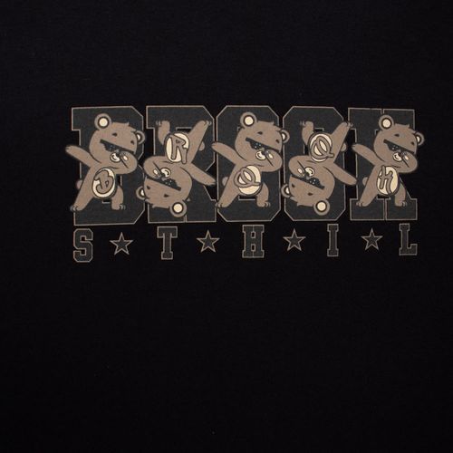Camiseta Brook Sthil Masculina Over Surf Plus Size Urso Divertido Preta