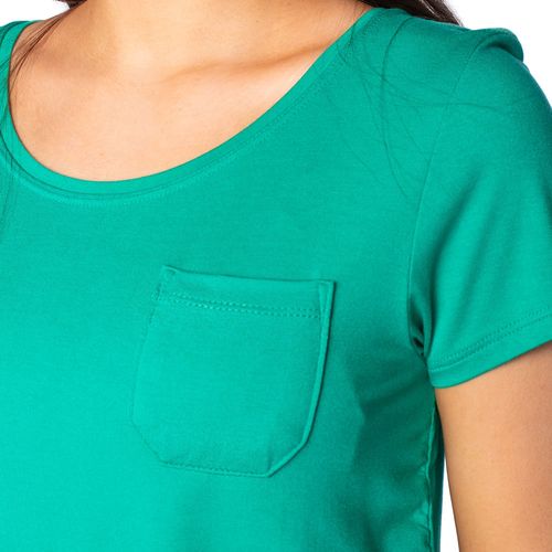 Blusa Feminina Rovitex Básica Manga Curta com Bolso Verde