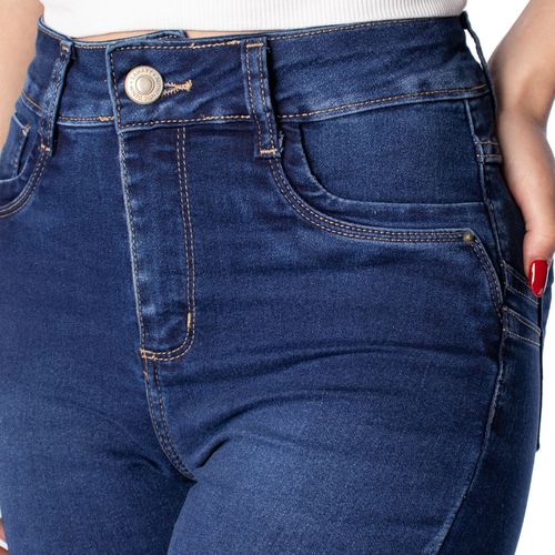 Calça Jeans Feminina Sawary Skinny Levanta Bumbum Azul Escuro