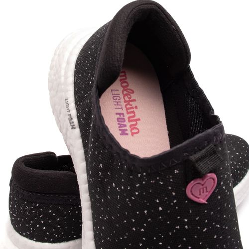 Tênis Infantil Molekinha Tecido com Brilho Light Foam Preto