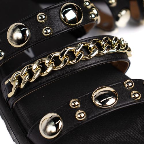 Chinelo Slide Feminino Vizzano com Corrente e Metais Preto