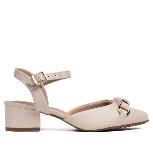 Sapato Feminino Modare Bico Fino Enfeite com Fivela Creme