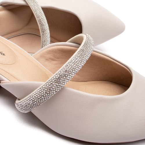 Mule Feminino Modare Com Tira de Strass e Salto Bloco Cinza