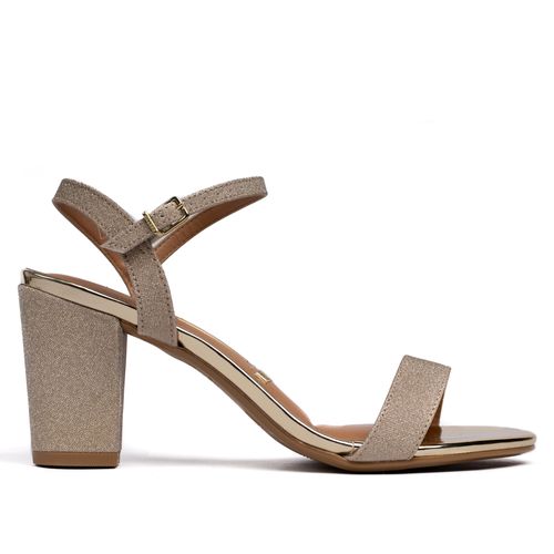 Sandália Feminina Vizzano Shine Salto Bloco Dourado