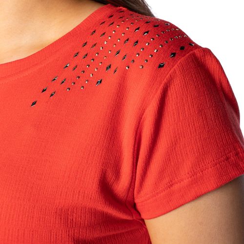 Blusa Feminina Averzzy com Detalhe no Ombro Vermelho