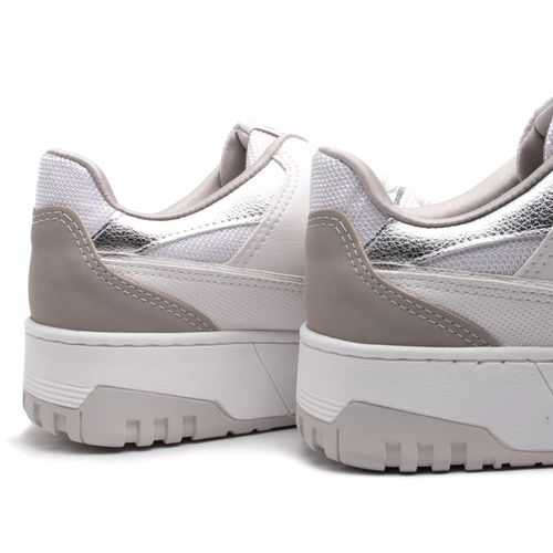 Tênis Feminino Via Marte Flatform com Detalhes Metalizados Branco/prata