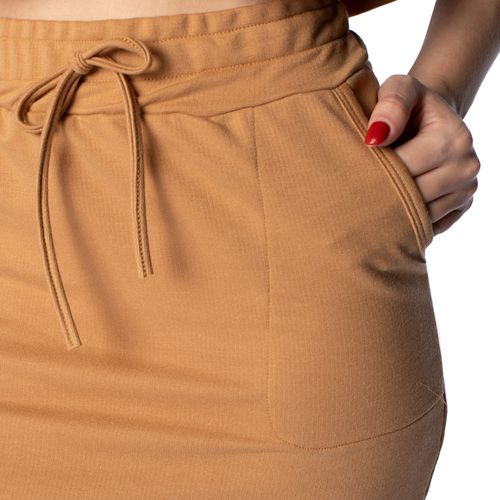 Conjunto Feminino Fore com Saia Midi e Cropped Caqui