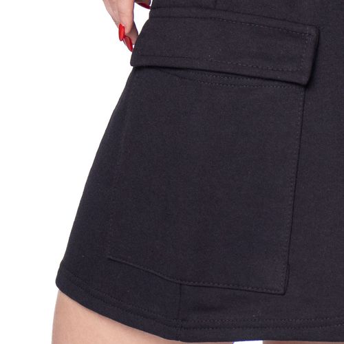 Saia Feminina Fore Curta em Moletom com Bolso Cargo Preto