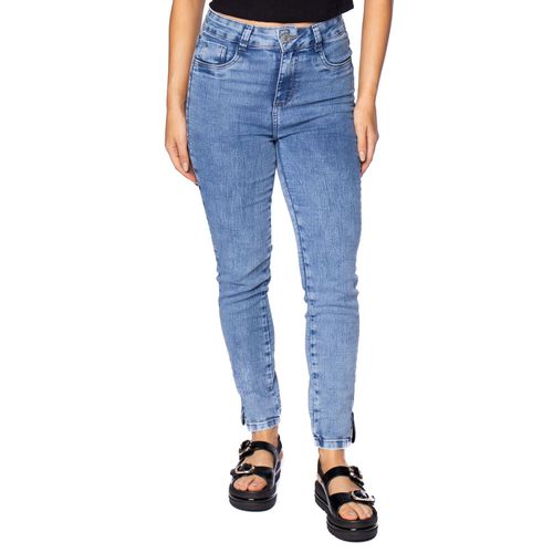 Calça Jeans Feminina Sawary Cigarrete com Zíper na Barra Azul