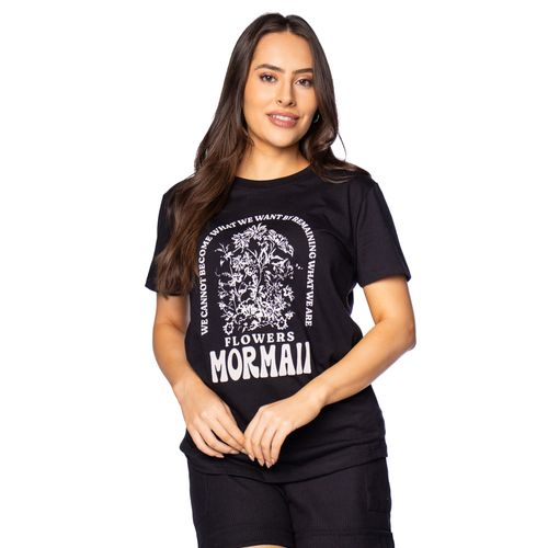 Camiseta Feminina Mormaii Estampa Flores Preto
