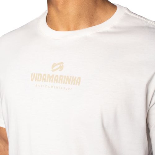 Camiseta Masculina Vida Marinha Básica Surf Off White