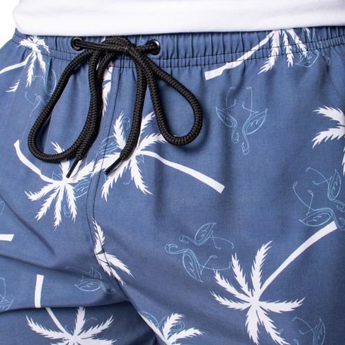 Short Masculino Marphim Estampa Coqueiros Marinho