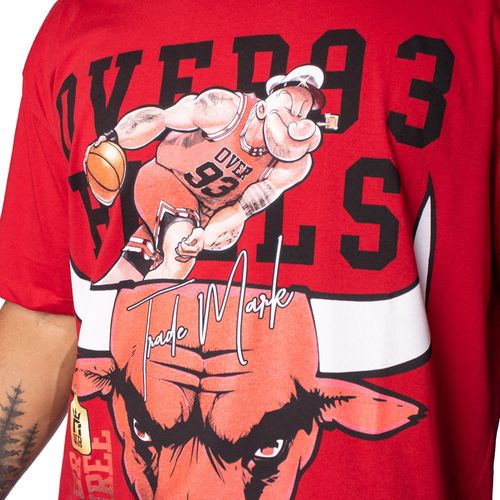 Camiseta Masculina Over Surf Manga Curta Bulls Vermelho