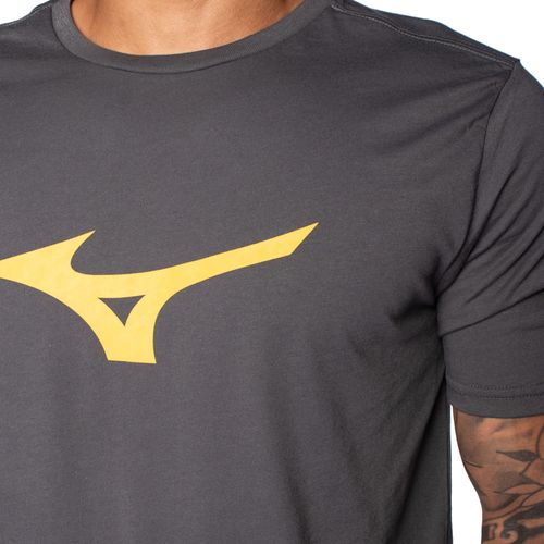 Camiseta Masculina Mizuno Basic Big Logo Cinza/amarelo