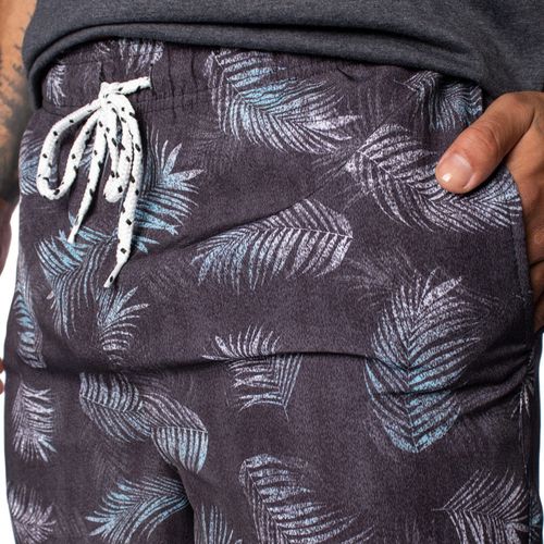 Short Masculino Vida Marinha Estampa Folhas Preto
