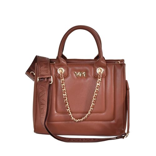 Bolsa Feminina Via Marte Tote Napa Soft em Matelassê e Correntes Média Marrom