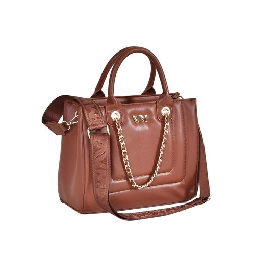 Bolsa Feminina Via Marte Tote Napa Soft em Matelassê e Correntes Média Marrom