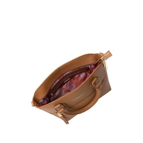 Bolsa Feminina Rafitthy Tote com Zíper e Textura Média Caramelo
