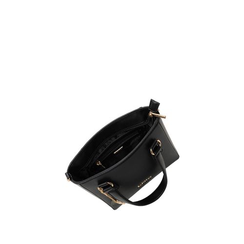 Bolsa Feminina Rafitthy Tote com Adereço e Logo Pequena Preto