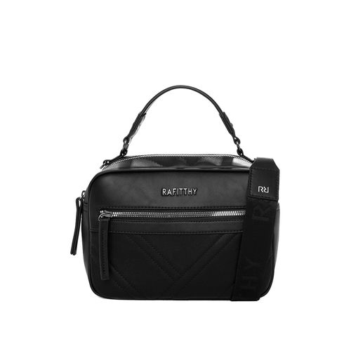 Bolsa Feminina Rafitthy Transversal Estruturada com Zíper Pequena Preta