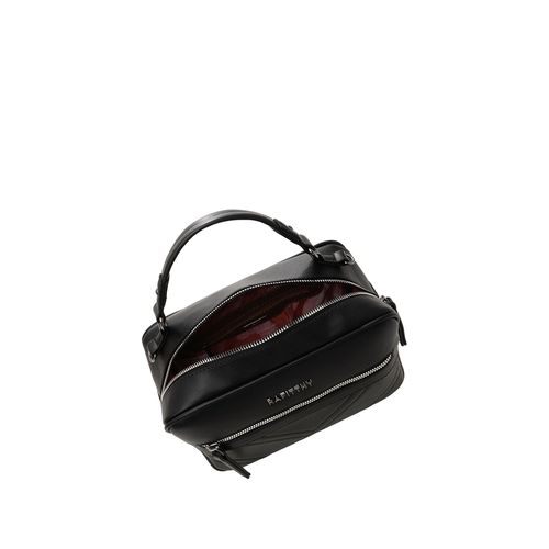 Bolsa Feminina Rafitthy Transversal Estruturada com Zíper Pequena Preta