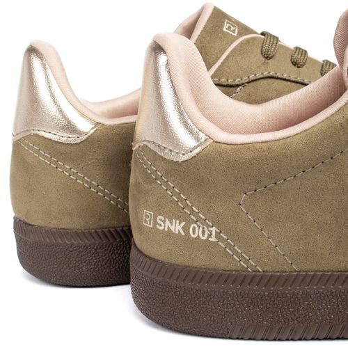 Tênis Feminino Ramarim Camurça SNK 001 Verde/Ouro