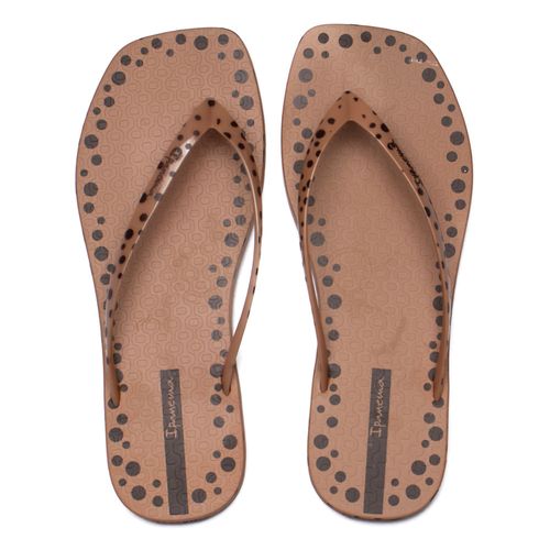 Chinelo Feminino Grendene Ipanema Edge Poá Marrom Claro