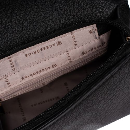 Bolsa Feminina WJ Transversal com Fivela Pequena Preto