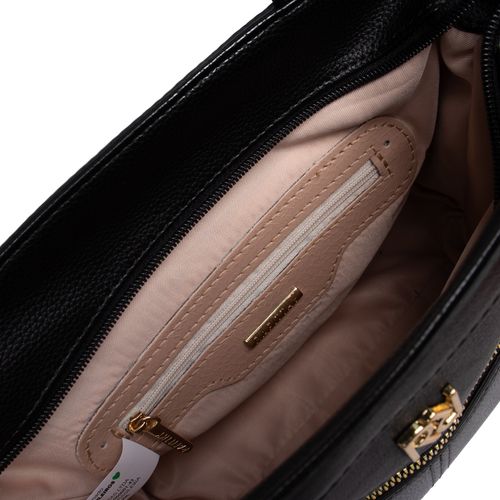 Bolsa Feminina Rafitthy Tote Zíper e Logo com Adereços Média Preta