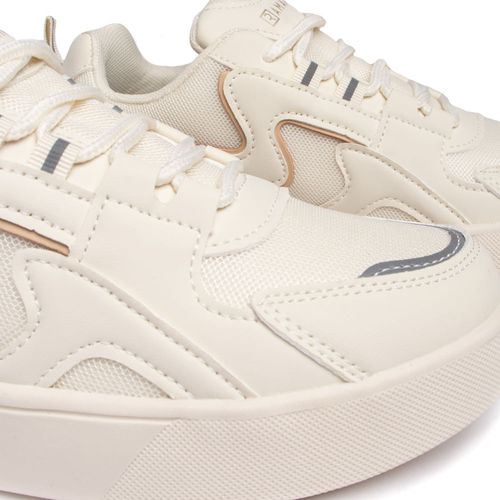 Tênis Feminino Ramarim Napa com Recortes Off White