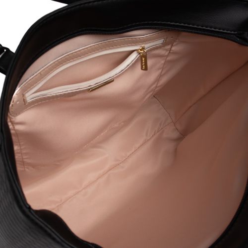 Bolsa Feminina Be Forever Tiracolo Textura em Croco e Adereço Grande Preta