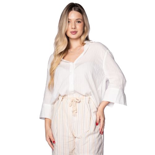 Camisa Feminina Mochine Maga 3/4 Branco