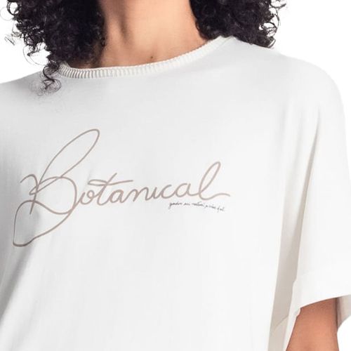 Blusa Feminina Rovitex Manga Ampla Botanical Off White