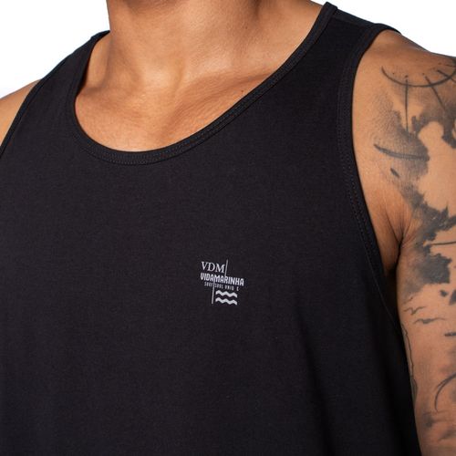 Regata Masculina Vida Marinha Básica Preto