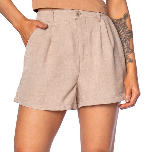 Short Feminino The Style Box Alfaiataria Caqui