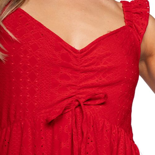 Vestido Midi Feminino Facinelli Laise com Babados Vermelho