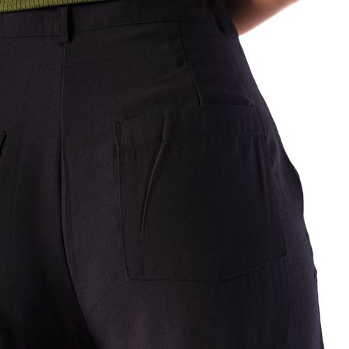 Calça Pantalona Feminina The Style Box com Bolso Cargo Preto