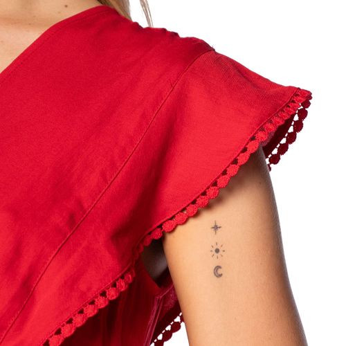 Vestido Midi Feminino Facinelli com Babados Vermelho