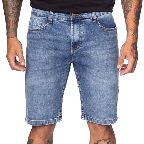 Bermuda Jeans Masculina Gangster Regular Estonada Azul