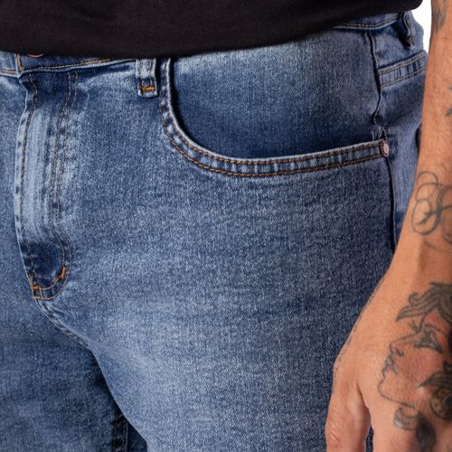 Bermuda Jeans Masculina Gangster Regular Estonada Azul