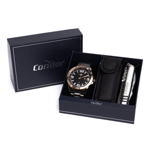 Relógio Masculino Condor COPC32BU/K4C com Acessório Multiuso Prata/Dourado