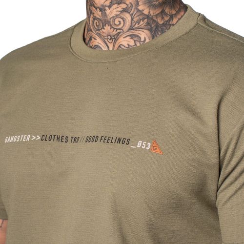 Camiseta Masculina Gangster Manga Curta Good Feelings Musgo