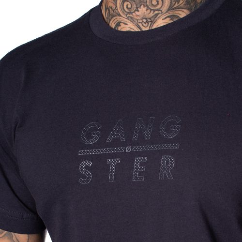 Camiseta Masculina Gangster com Estampa nas Costas Marinho