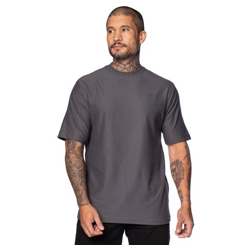 Camiseta Masculina Gangster Manga Curta Oversized Cinza